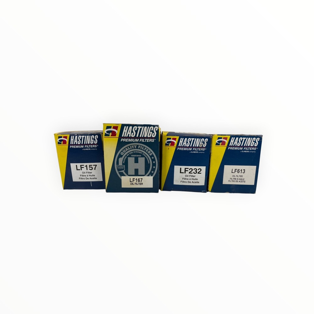 Hastings Oil Filter Lot of 4 LF232 LF613 LF157 LF167 Blue Yellow New Premium
